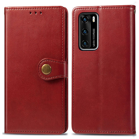 Coque Portefeuille Livre Cuir Etui Clapet S05D pour Huawei P40 Rouge