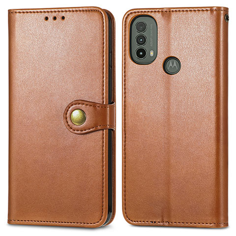 Coque Portefeuille Livre Cuir Etui Clapet S05D pour Motorola Moto E20 Marron