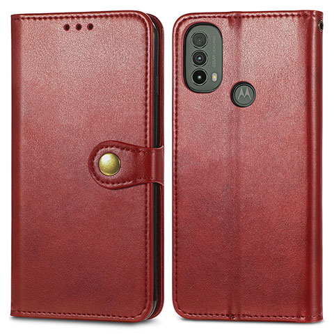 Coque Portefeuille Livre Cuir Etui Clapet S05D pour Motorola Moto E20 Rouge