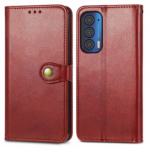 Coque Portefeuille Livre Cuir Etui Clapet S05D pour Motorola Moto Edge (2021) 5G Rouge