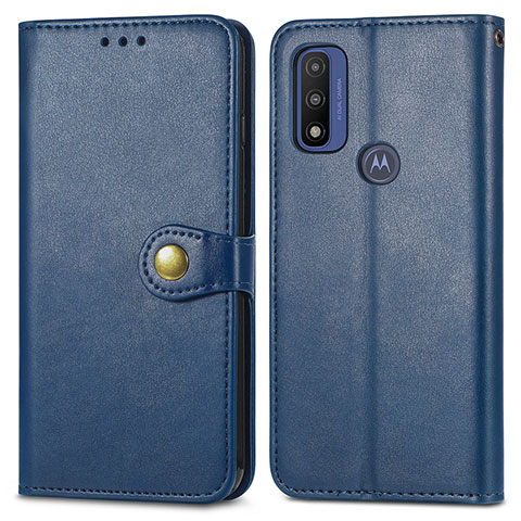 Coque Portefeuille Livre Cuir Etui Clapet S05D pour Motorola Moto G Pure Bleu