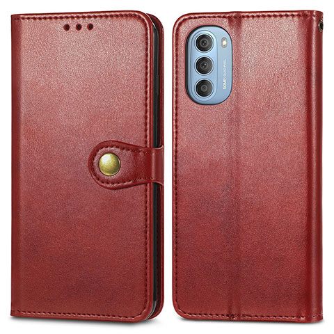Coque Portefeuille Livre Cuir Etui Clapet S05D pour Motorola Moto G51 5G Rouge