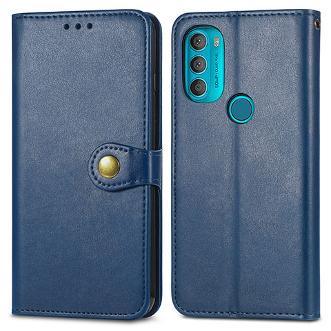 Coque Portefeuille Livre Cuir Etui Clapet S05D pour Motorola Moto G71 5G Bleu