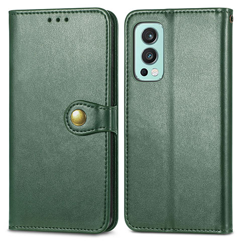 Coque Portefeuille Livre Cuir Etui Clapet S05D pour OnePlus Nord 2 5G Vert