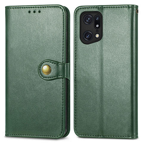 Coque Portefeuille Livre Cuir Etui Clapet S05D pour Oppo Find X5 5G Vert