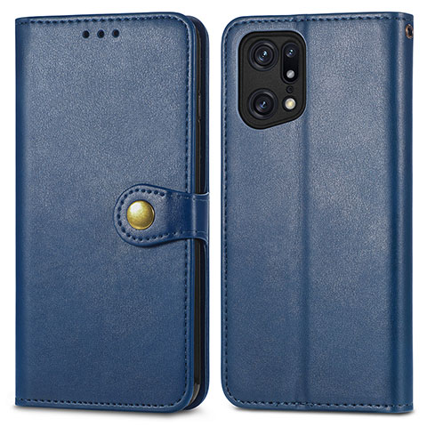 Coque Portefeuille Livre Cuir Etui Clapet S05D pour Oppo Find X5 Pro 5G Bleu