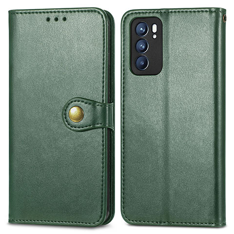 Coque Portefeuille Livre Cuir Etui Clapet S05D pour Oppo Reno6 5G Vert