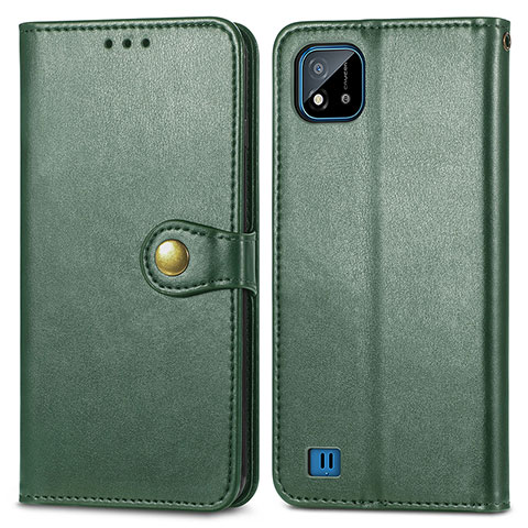 Coque Portefeuille Livre Cuir Etui Clapet S05D pour Realme C11 (2021) Vert