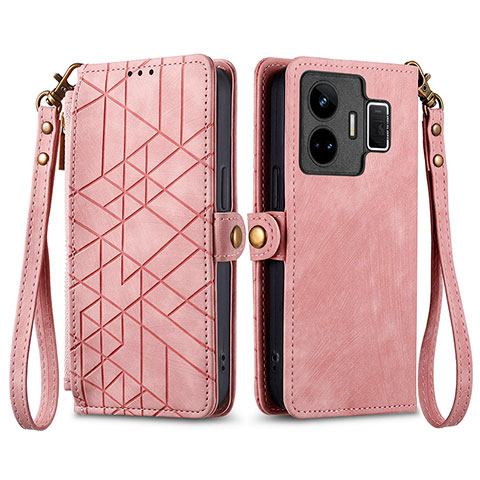 Coque Portefeuille Livre Cuir Etui Clapet S05D pour Realme GT Neo5 240W 5G Rose