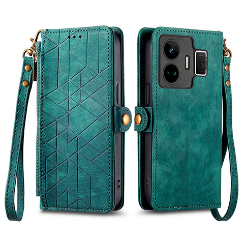 Coque Portefeuille Livre Cuir Etui Clapet S05D pour Realme GT Neo5 240W 5G Vert