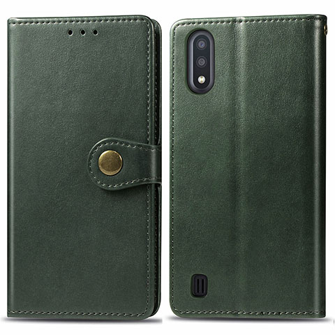 Coque Portefeuille Livre Cuir Etui Clapet S05D pour Samsung Galaxy A01 SM-A015 Vert