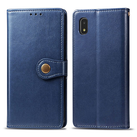 Coque Portefeuille Livre Cuir Etui Clapet S05D pour Samsung Galaxy A21 SC-42A Bleu