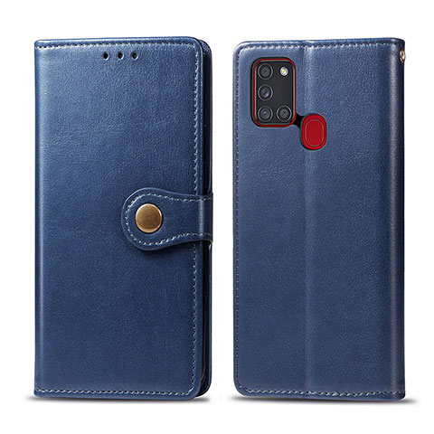 Coque Portefeuille Livre Cuir Etui Clapet S05D pour Samsung Galaxy A21s Bleu