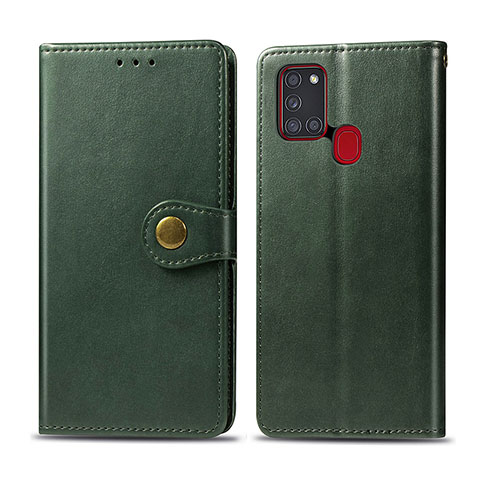 Coque Portefeuille Livre Cuir Etui Clapet S05D pour Samsung Galaxy A21s Vert