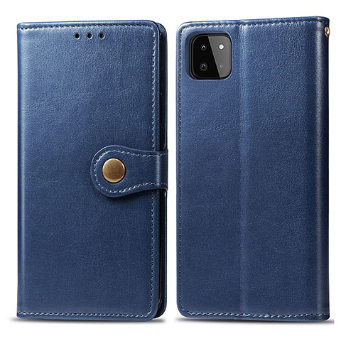 Coque Portefeuille Livre Cuir Etui Clapet S05D pour Samsung Galaxy F42 5G Bleu