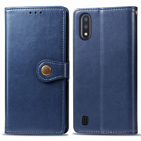 Coque Portefeuille Livre Cuir Etui Clapet S05D pour Samsung Galaxy M01 Bleu