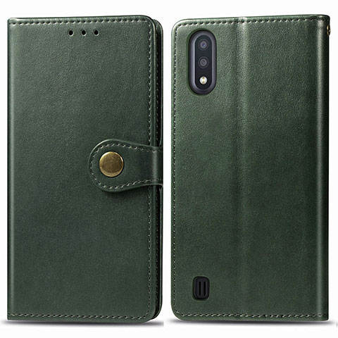 Coque Portefeuille Livre Cuir Etui Clapet S05D pour Samsung Galaxy M01 Vert