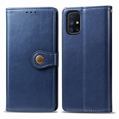 Coque Portefeuille Livre Cuir Etui Clapet S05D pour Samsung Galaxy M51 Bleu