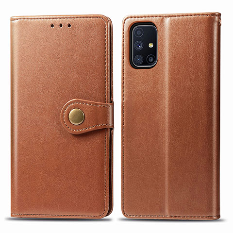 Coque Portefeuille Livre Cuir Etui Clapet S05D pour Samsung Galaxy M51 Marron