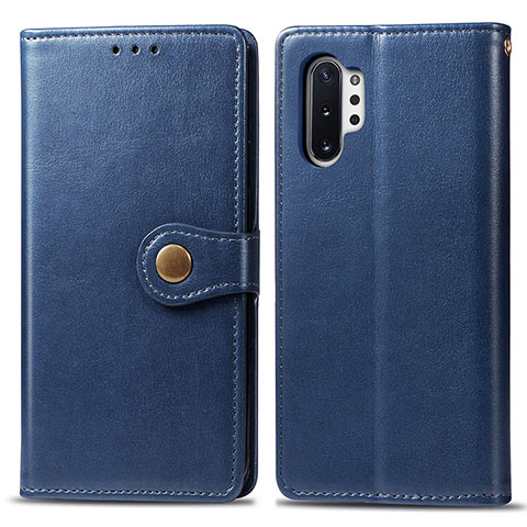 Coque Portefeuille Livre Cuir Etui Clapet S05D pour Samsung Galaxy Note 10 Plus 5G Bleu