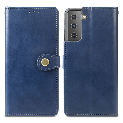 Coque Portefeuille Livre Cuir Etui Clapet S05D pour Samsung Galaxy S21 5G Bleu