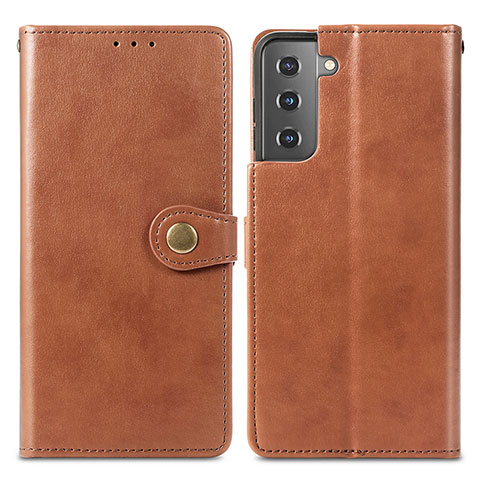 Coque Portefeuille Livre Cuir Etui Clapet S05D pour Samsung Galaxy S21 5G Marron