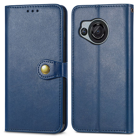 Coque Portefeuille Livre Cuir Etui Clapet S05D pour Sharp Aquos R8s Bleu