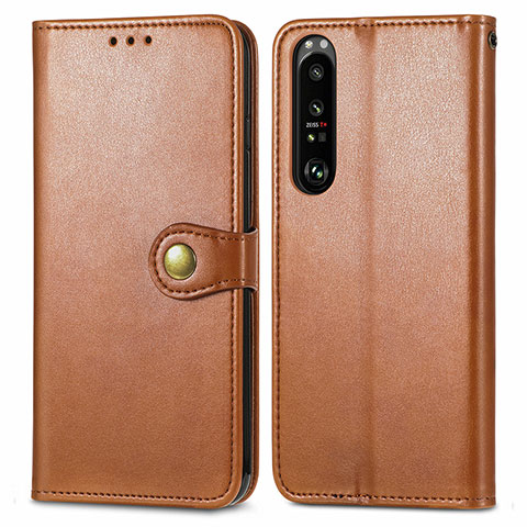 Coque Portefeuille Livre Cuir Etui Clapet S05D pour Sony Xperia 1 III Marron