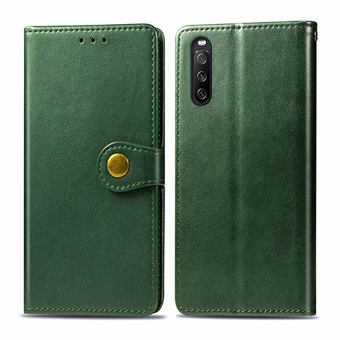 Coque Portefeuille Livre Cuir Etui Clapet S05D pour Sony Xperia 10 III SO-52B Vert