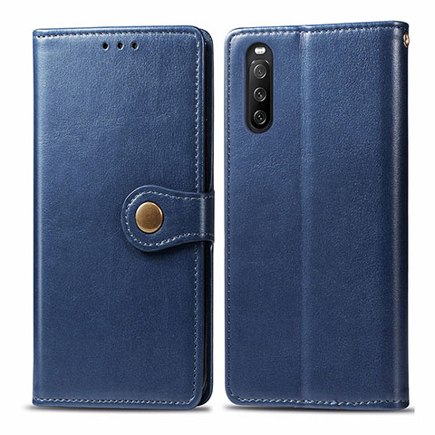 Coque Portefeuille Livre Cuir Etui Clapet S05D pour Sony Xperia 10 III SOG04 Bleu