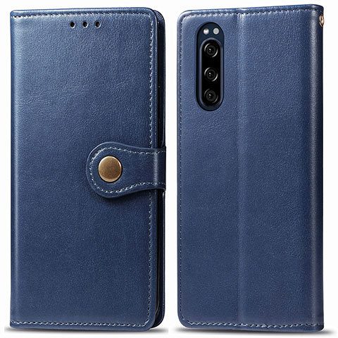 Coque Portefeuille Livre Cuir Etui Clapet S05D pour Sony Xperia 5 Bleu