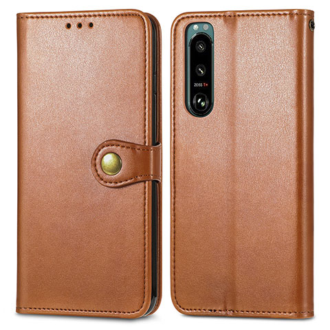 Coque Portefeuille Livre Cuir Etui Clapet S05D pour Sony Xperia 5 III Marron