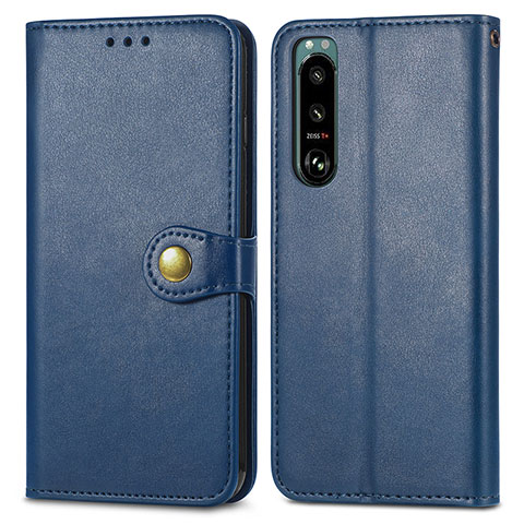 Coque Portefeuille Livre Cuir Etui Clapet S05D pour Sony Xperia 5 III SO-53B Bleu