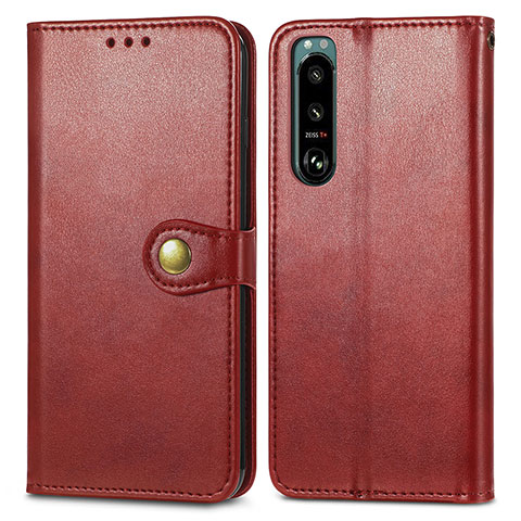 Coque Portefeuille Livre Cuir Etui Clapet S05D pour Sony Xperia 5 III SO-53B Rouge