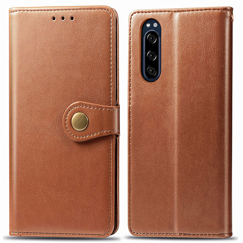 Coque Portefeuille Livre Cuir Etui Clapet S05D pour Sony Xperia 5 Marron