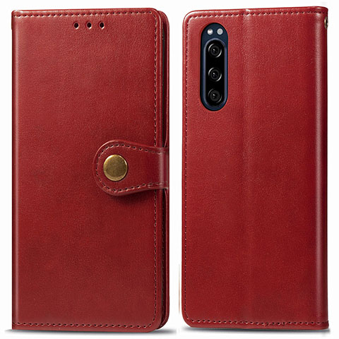 Coque Portefeuille Livre Cuir Etui Clapet S05D pour Sony Xperia 5 Rouge