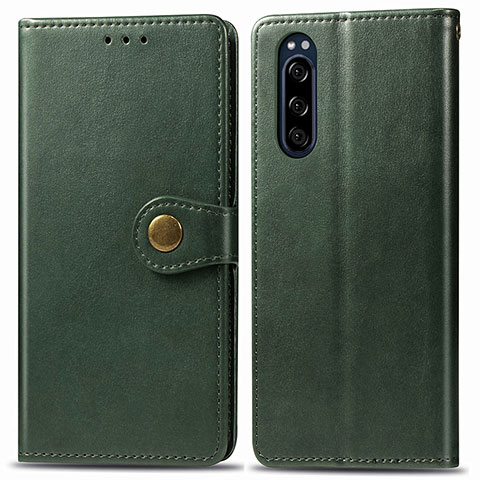 Coque Portefeuille Livre Cuir Etui Clapet S05D pour Sony Xperia 5 Vert