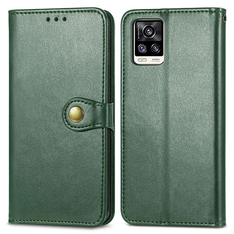 Coque Portefeuille Livre Cuir Etui Clapet S05D pour Vivo V20 (2021) Vert