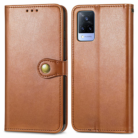 Coque Portefeuille Livre Cuir Etui Clapet S05D pour Vivo V21 5G Marron