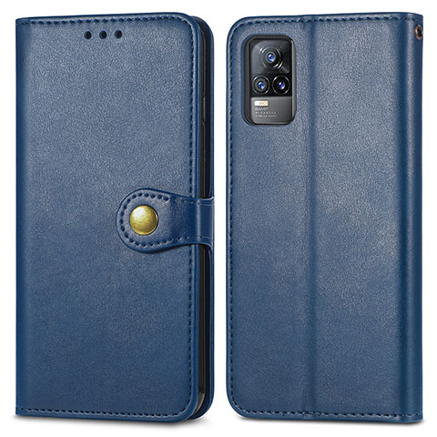 Coque Portefeuille Livre Cuir Etui Clapet S05D pour Vivo V21e 4G Bleu