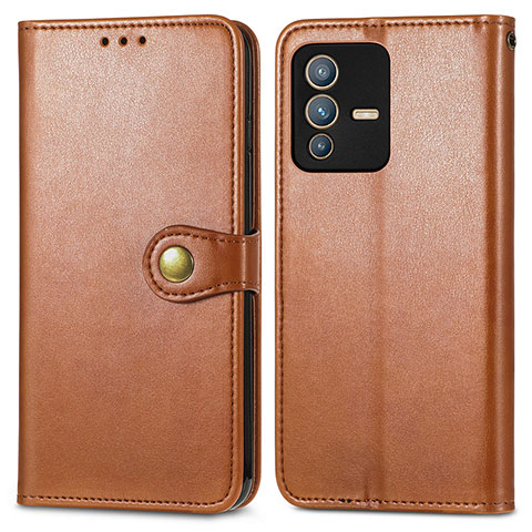 Coque Portefeuille Livre Cuir Etui Clapet S05D pour Vivo V23 Pro 5G Marron