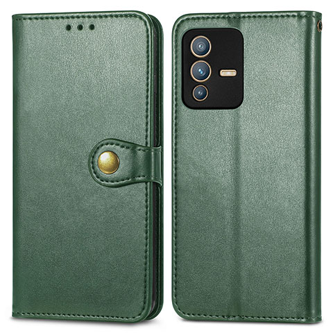 Coque Portefeuille Livre Cuir Etui Clapet S05D pour Vivo V23 Pro 5G Vert