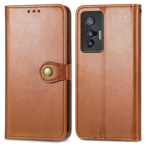 Coque Portefeuille Livre Cuir Etui Clapet S05D pour Vivo X70 5G Marron