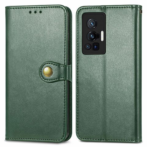 Coque Portefeuille Livre Cuir Etui Clapet S05D pour Vivo X70 Pro 5G Vert