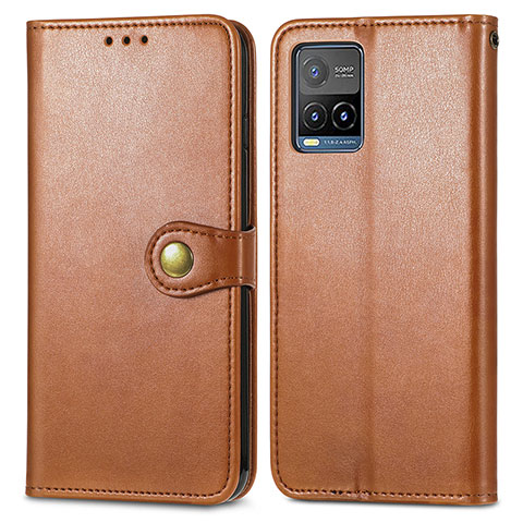 Coque Portefeuille Livre Cuir Etui Clapet S05D pour Vivo Y21a Marron