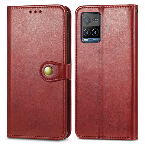 Coque Portefeuille Livre Cuir Etui Clapet S05D pour Vivo Y21a Rouge