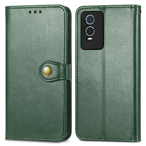 Coque Portefeuille Livre Cuir Etui Clapet S05D pour Vivo Y74s 5G Vert