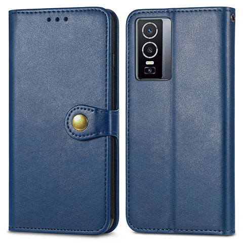 Coque Portefeuille Livre Cuir Etui Clapet S05D pour Vivo Y76 5G Bleu