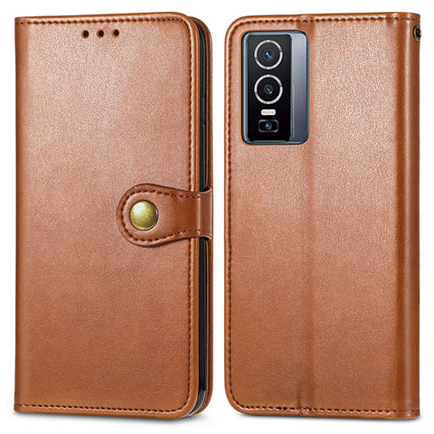 Coque Portefeuille Livre Cuir Etui Clapet S05D pour Vivo Y76 5G Marron