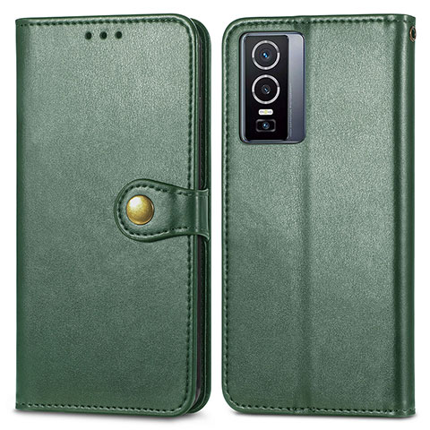 Coque Portefeuille Livre Cuir Etui Clapet S05D pour Vivo Y76 5G Vert